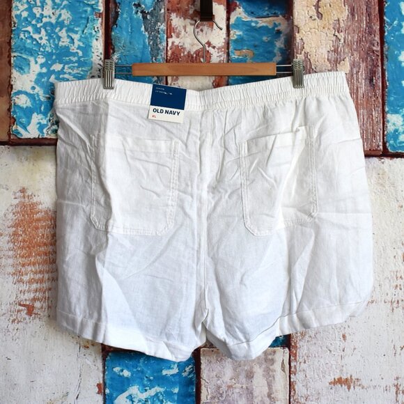 Women's Old Navy High-Waisted Linen-Blend Shorts 3.5" Inseam XLARGE Calla Lily - Picture 6 of 9